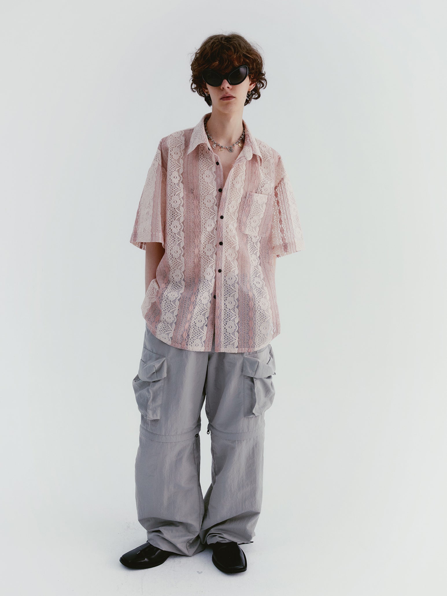 Flower Lace Oversize Sheer Shirt