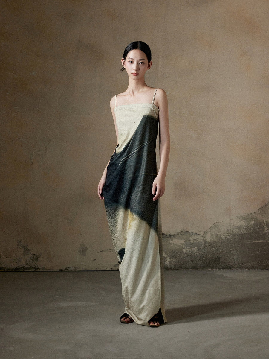 Gradation Asymmetry Elegant Long Camisole Dress