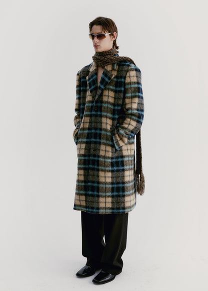 Checked Wool Retro Ovresize Long-Coat