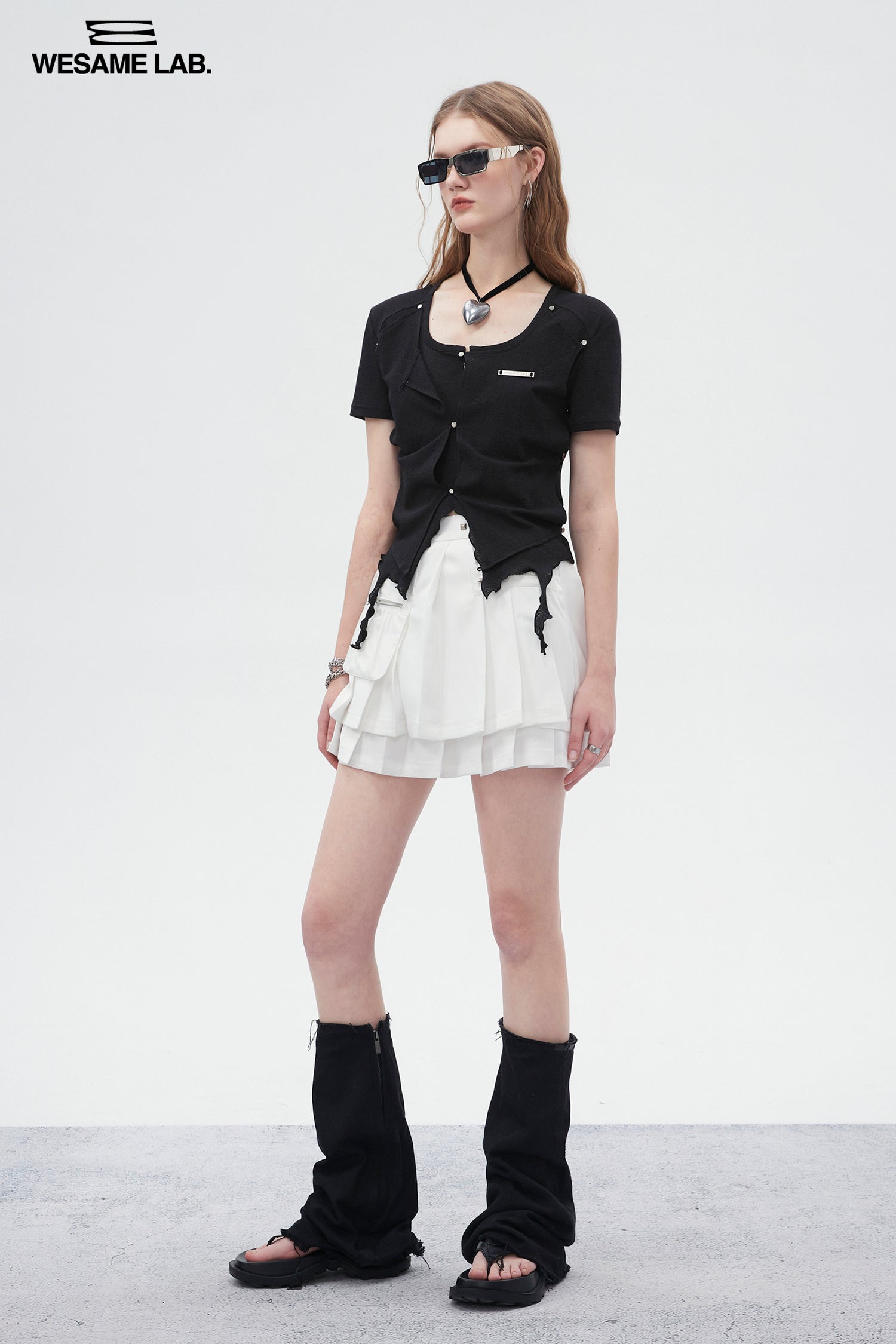 Tiered PLEATS MINI CASUAL SPORTY SKIRT