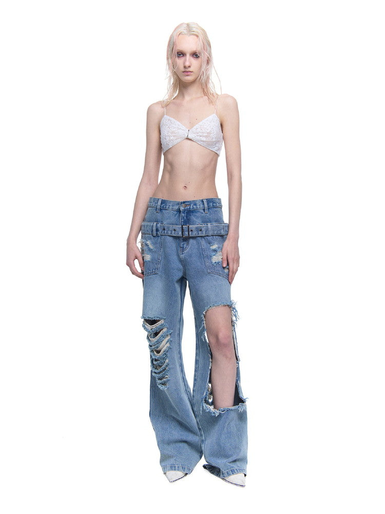 Denim Crash Nichi Damage Wde-Pants