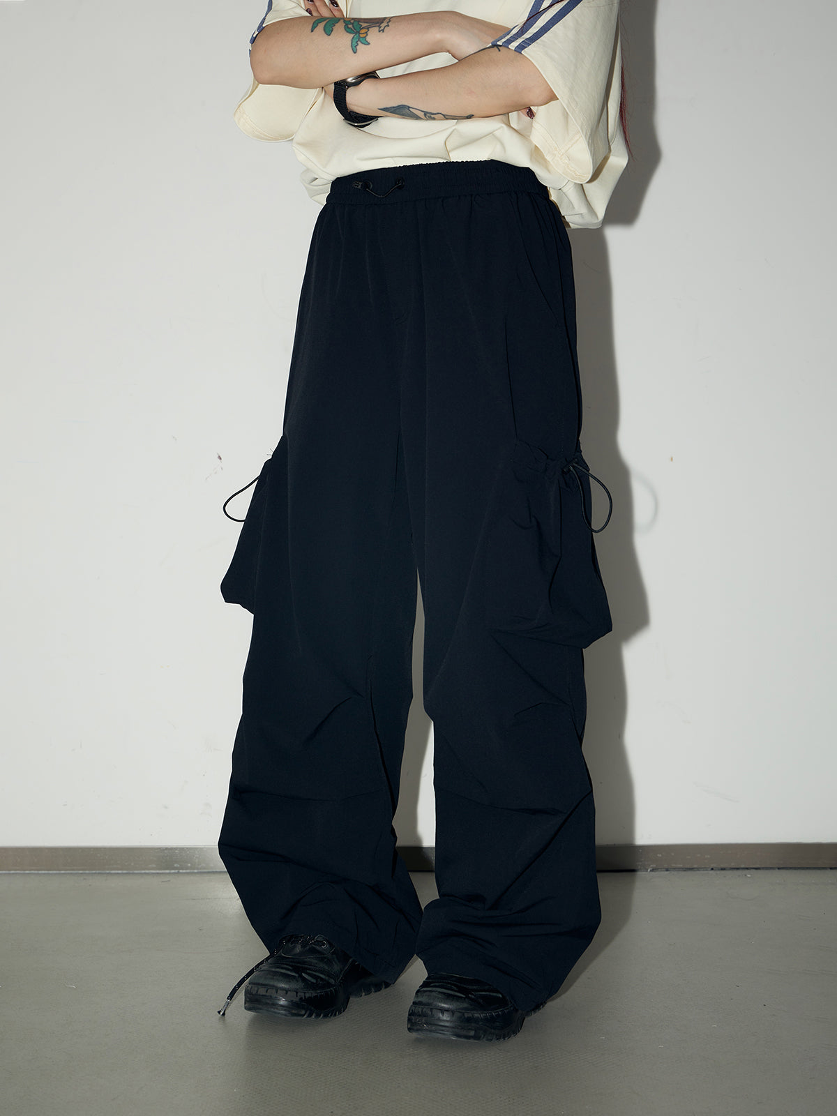 UNISEX SIDE-POCKET WIDE-LEG CASUAL WORK-PANTS CARGO-PANTS