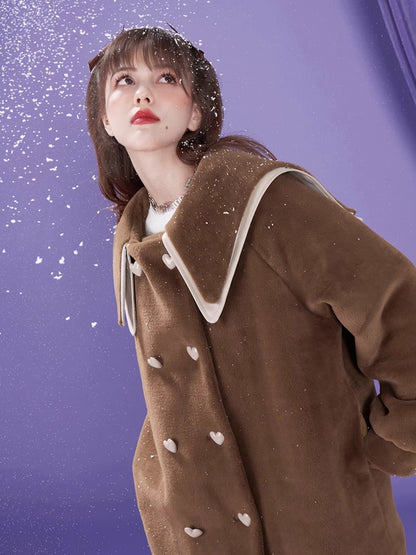 Double-Collar Thick Retro Middle Coat