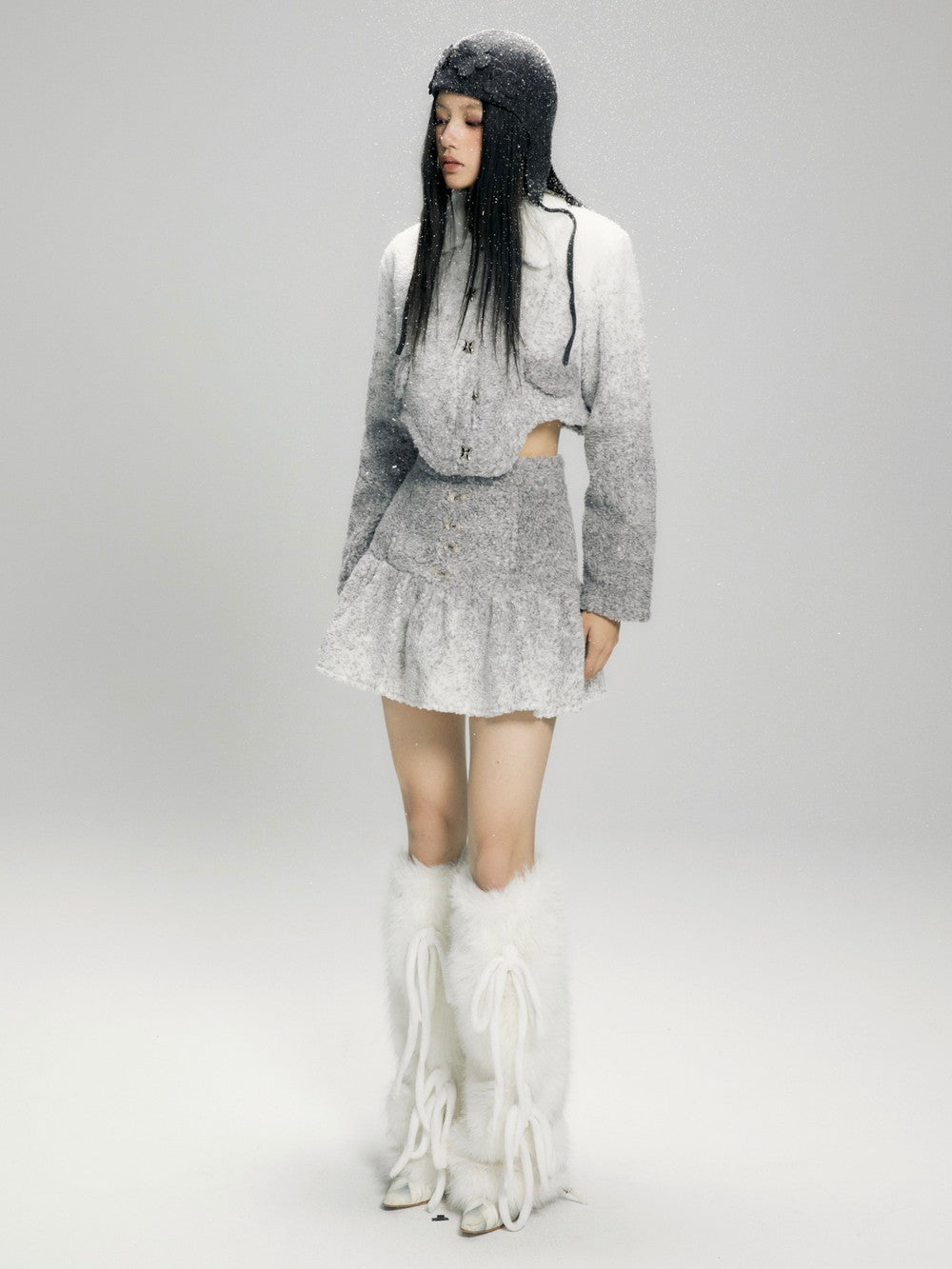 Boa Gradation Chic Unique Set-Up Winter Nichi-Tops&amp;Mini-Skirt