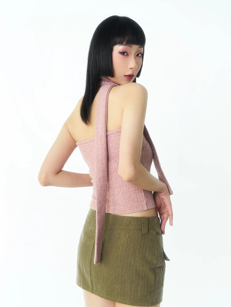 Knit Simple Slim Inner Stretch Slim-Muffler＆Tube-Tops