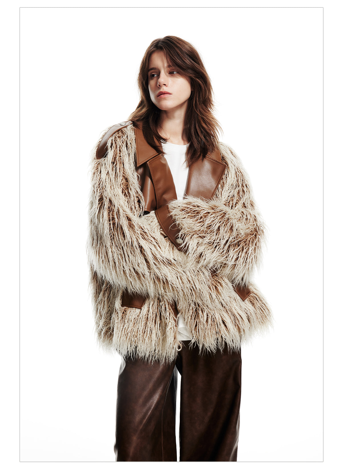 High-End-Nichi-Doppel-Zip-Leder-Mix-Retro Fur-Jacket