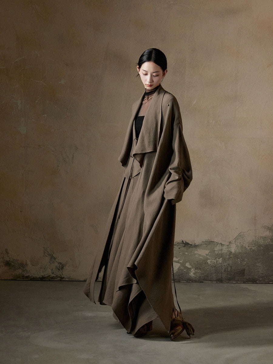 Ovresize Big-Collar Nichi Plain Long-Coat