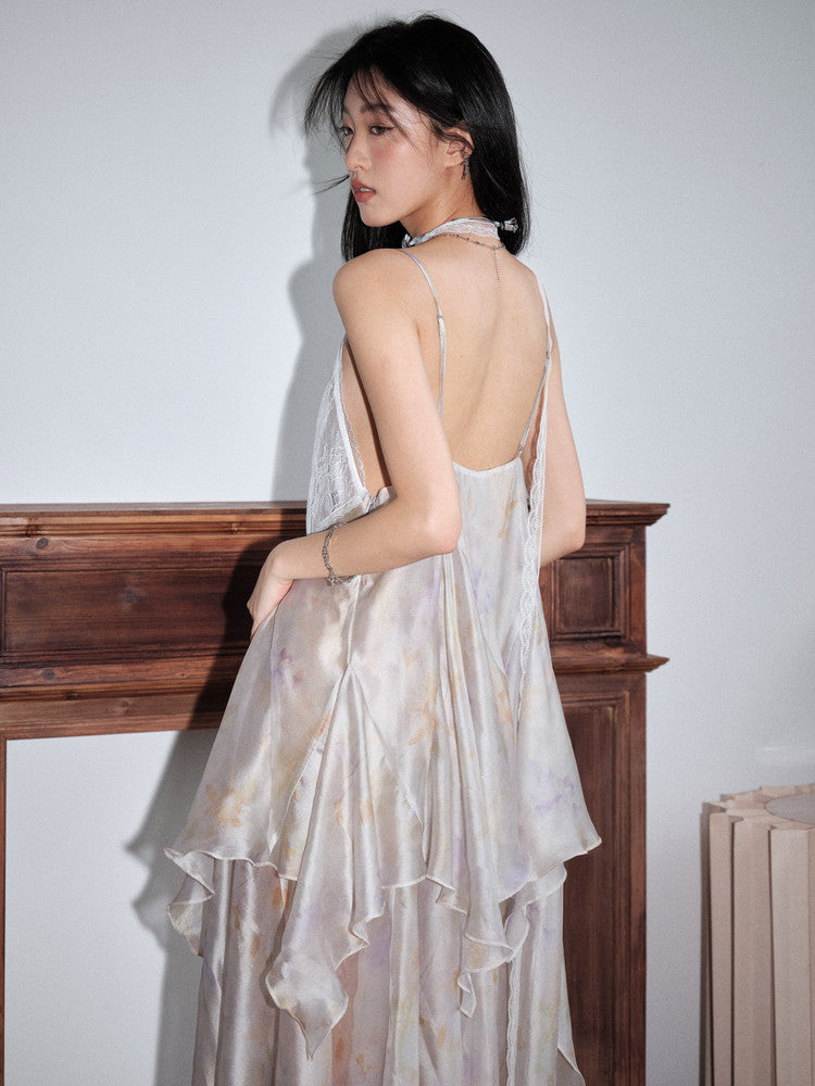 Tiered Glitter Elegant Sexy Sheer Long Dress