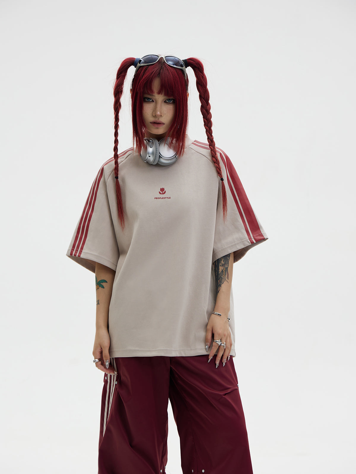 Unisexe Oversize Line Casual T -Shirt