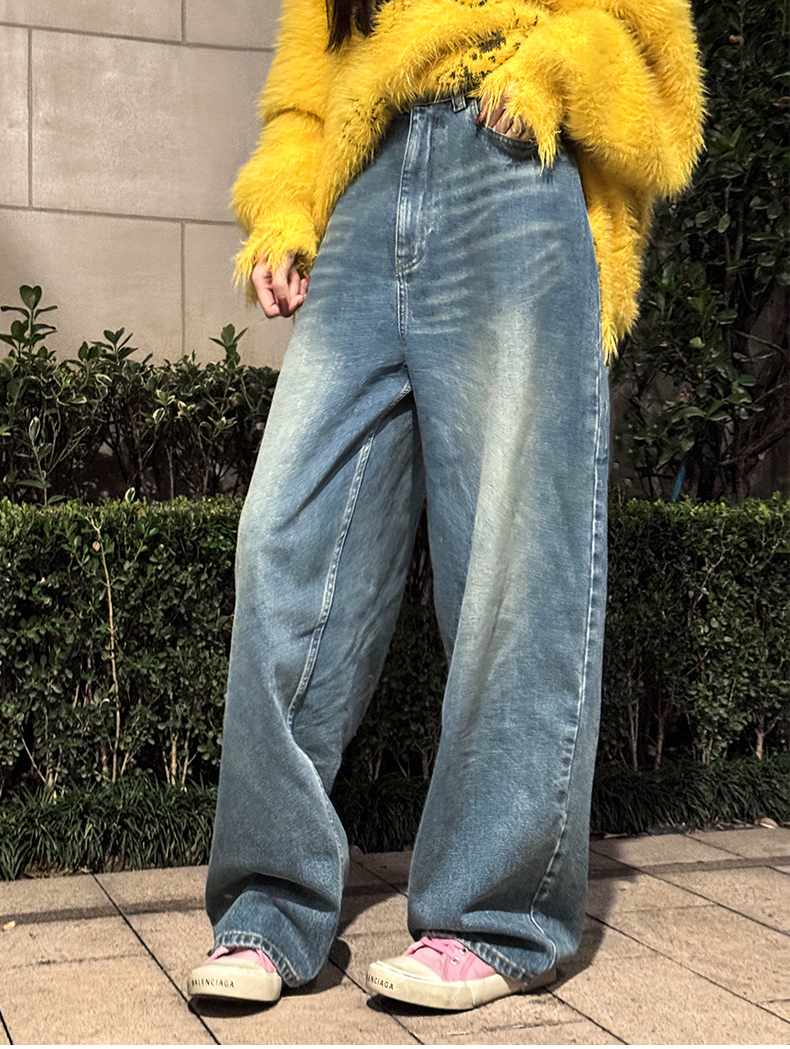 Denim Straight Casual Loose Wide-Pants