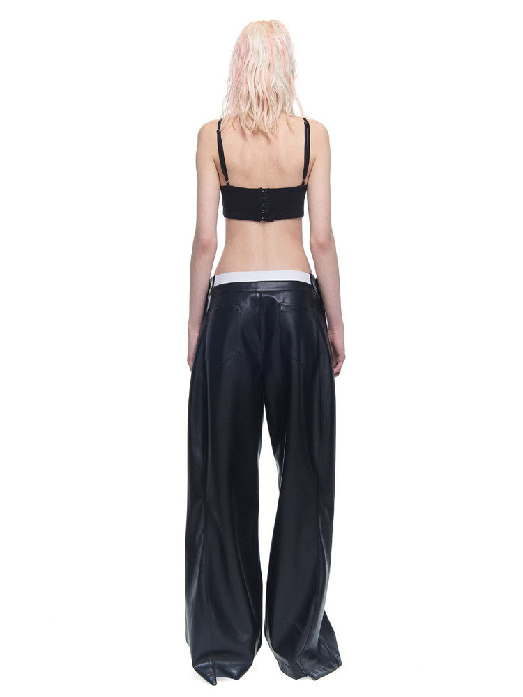 Leather Loose Cool Flare-Pants