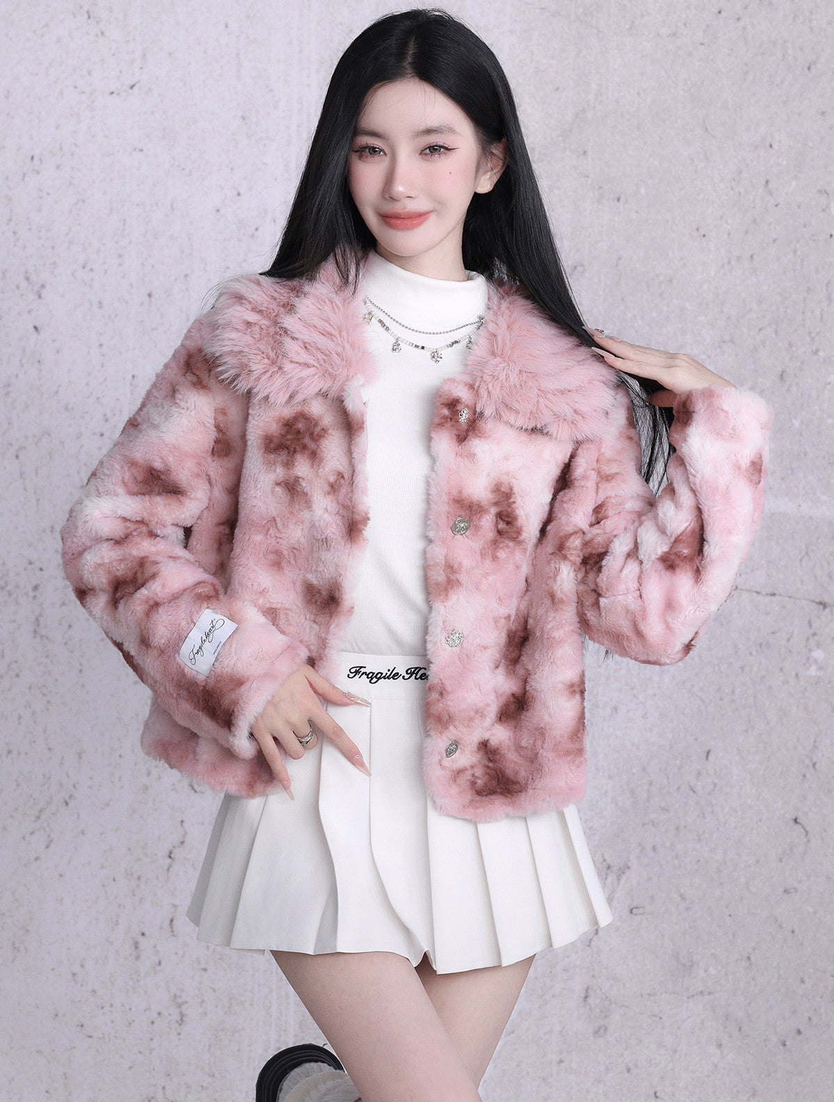 Speckled Fur Elegant Fluffily Jacket