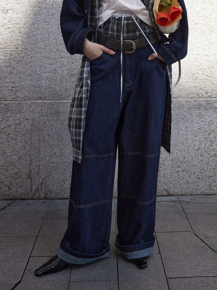 Denim Straight Casual High-Waist Pants