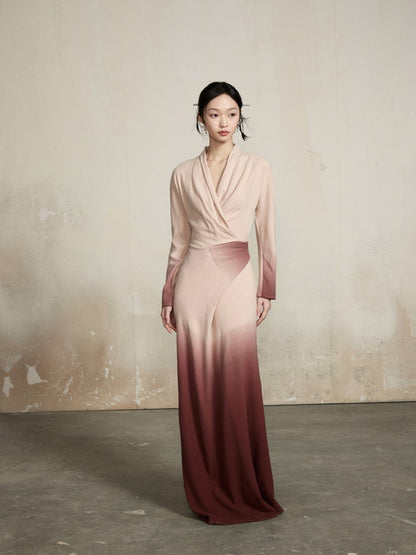 Cache-Coeur Gradation Long Wrap Dress