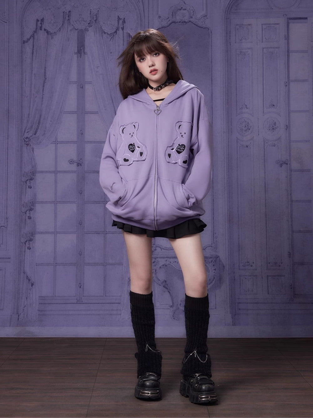 Bear Sweat Hoodie Fancy Patch Parka