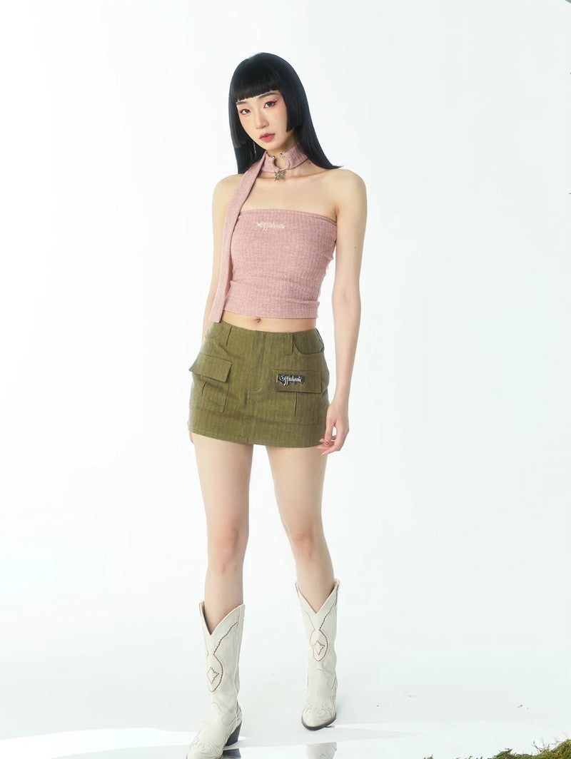 Knit Simple Slim Inner Stretch Slim-Muffler＆Tube-Tops