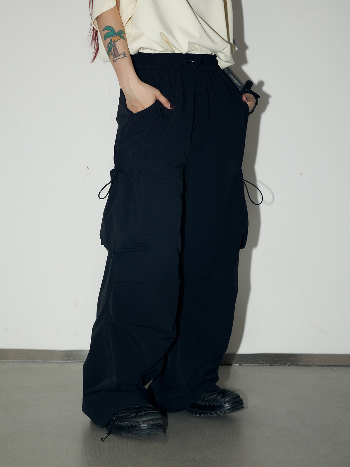 UNISEX SIDE-POCKET WIDE-LEG CASUAL WORK-PANTS CARGO-PANTS