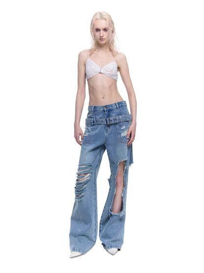 Denim Crash Nichi Damage Wde-Pants