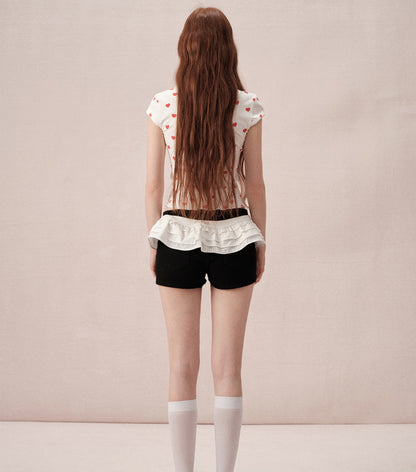 Betty Dot Heart Casual Lace Tops＆Short-Pants