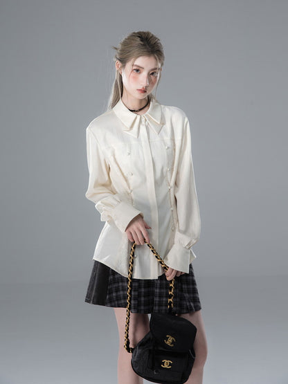 Shape Ovresize Simple Flower Lace Blouse