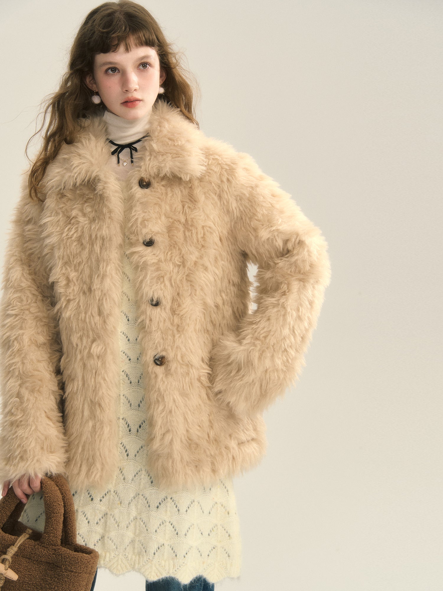 Fluffily Retro Oversize Winter Warm Boa-Jacket