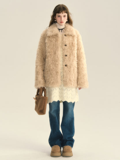 Fluffily Retro Oversize Winter Warm Boa-Jacket