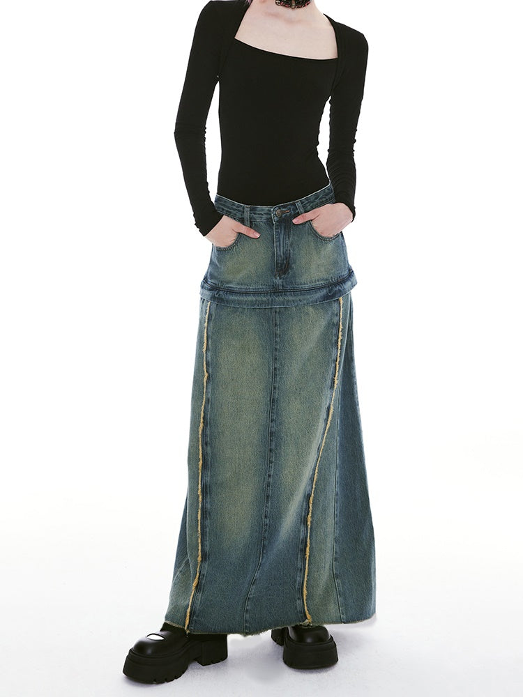 2Way Unique Denim Vintage Short-Skirt Long-Skirt