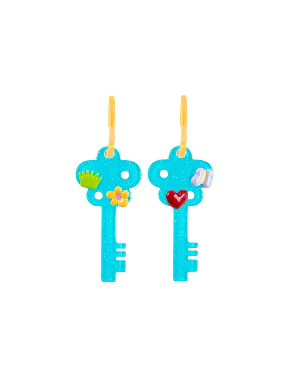 Key Fancy Flower Heart Toy Pierced＆Earrings