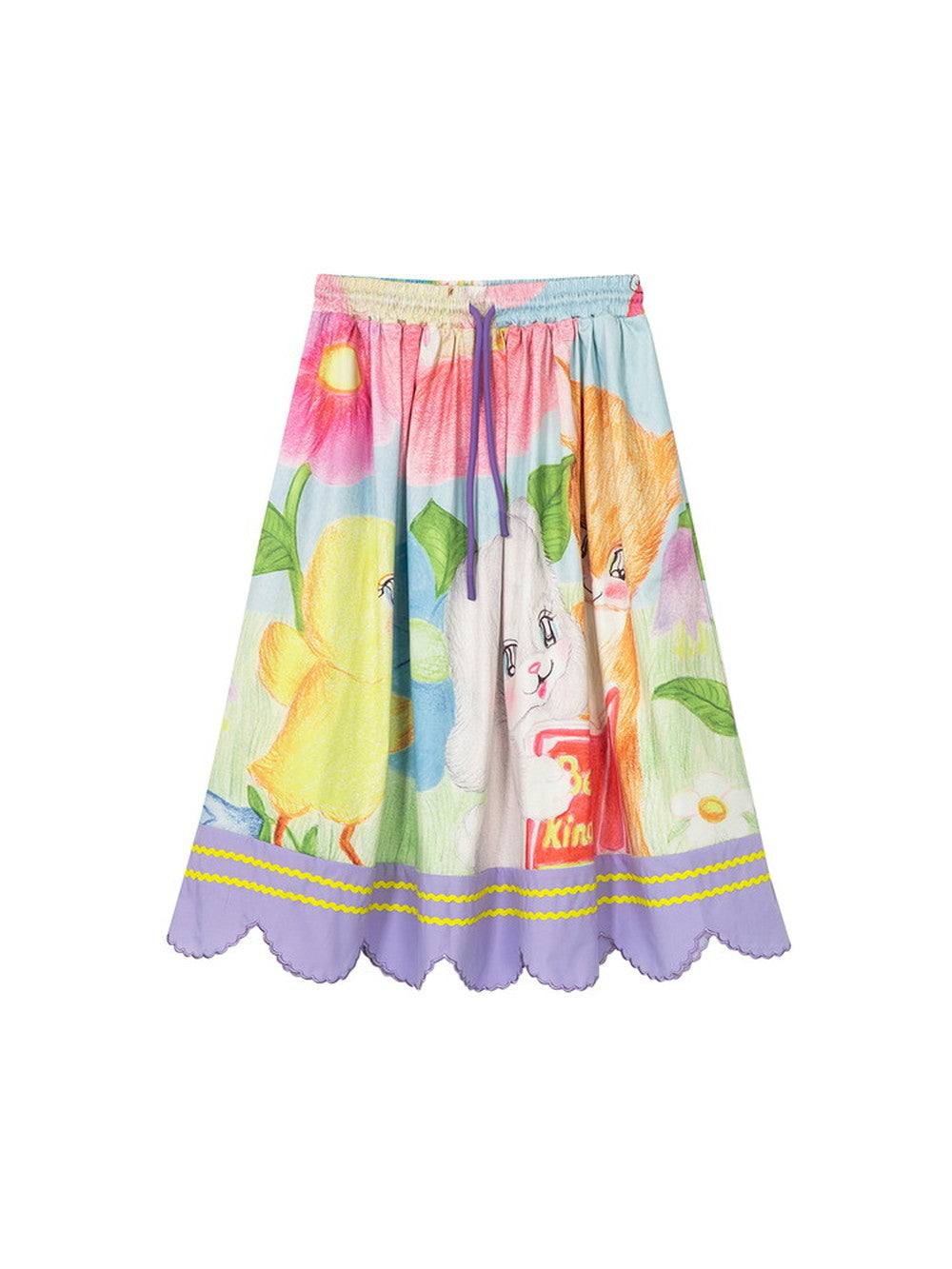 Flowre Character Scallop Watercolor Fancy Flare-Skirt