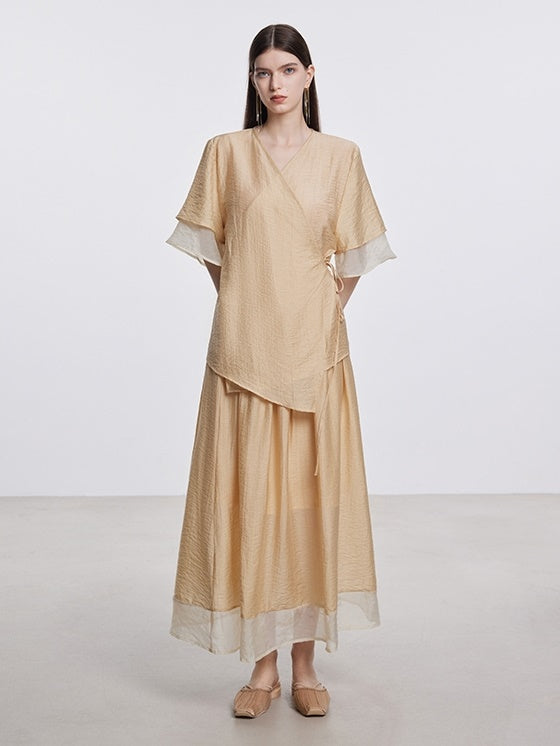 Overszie Retro Natural Blouse &amp; Long-Skirt