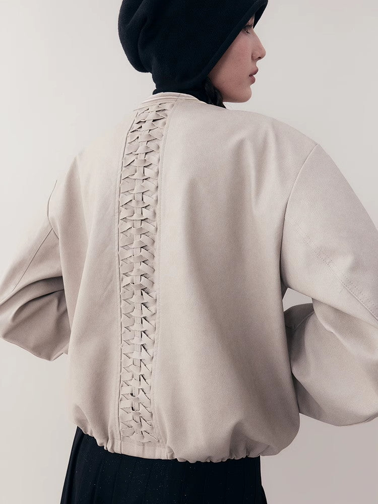 Back-Conscious Drawstring Leather Nichi Jacket