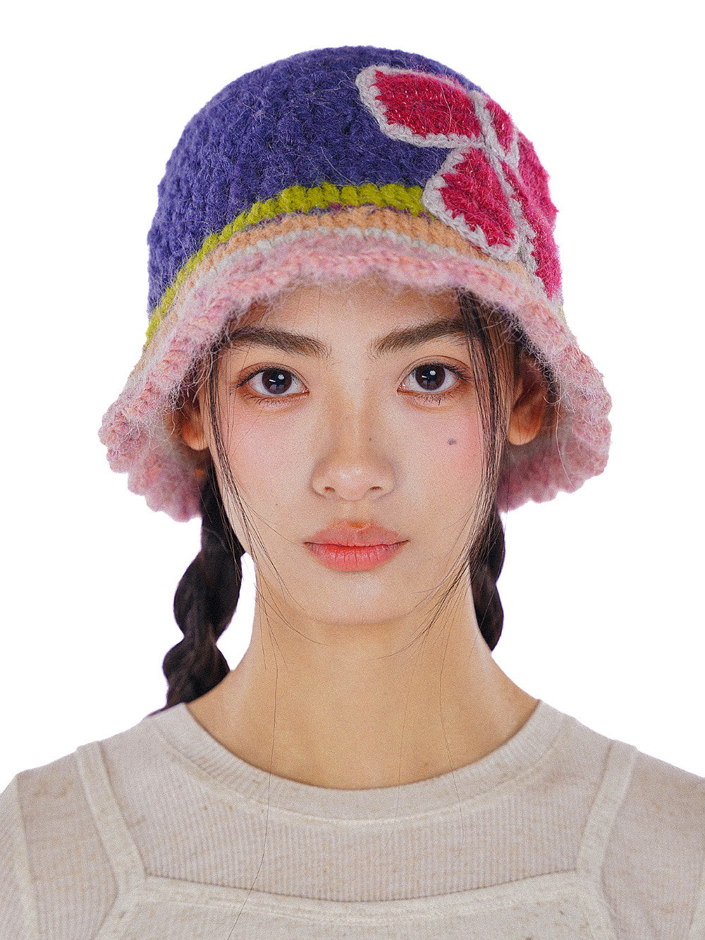 Crochet Knit Colorful Border Ribbon Hat – ARCANA ARCHIVE