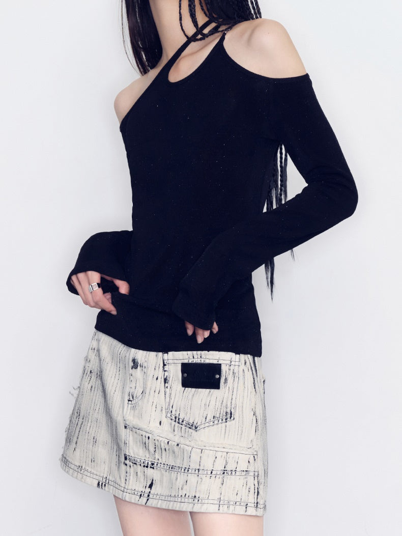 Open-Shoulder Tight Asymmetry Cutsew