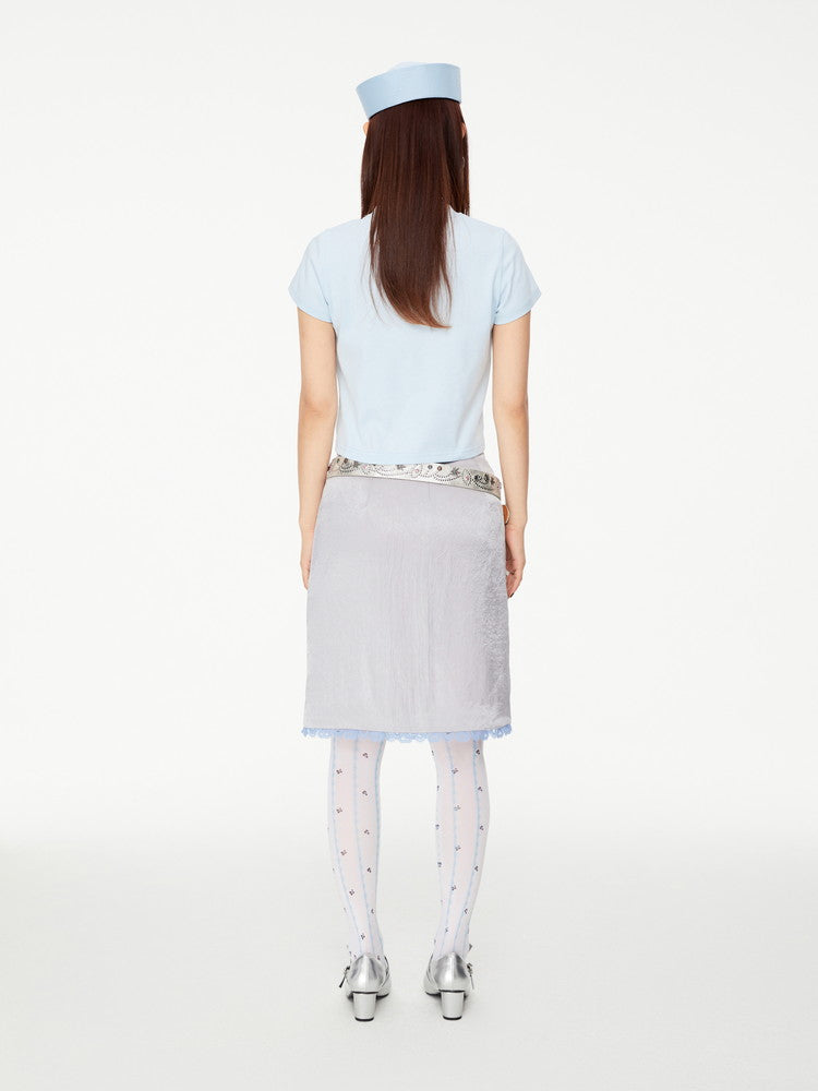 Lace Glossy Modern Nichi Pencil-Skirt