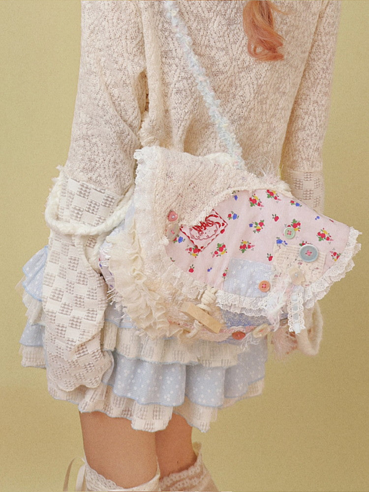 Flower Lace Frill Fancy Ribbon Cute Backpack