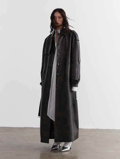 Laether Cool Belt Nichi Long-Coat