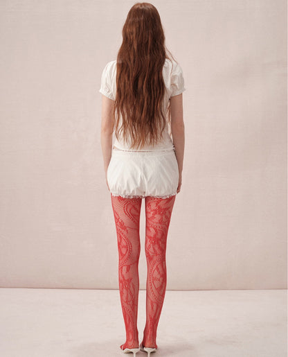 Casual Puff-Sleeve Lace Ribbon Casual T-Shirt＆Short-Pants