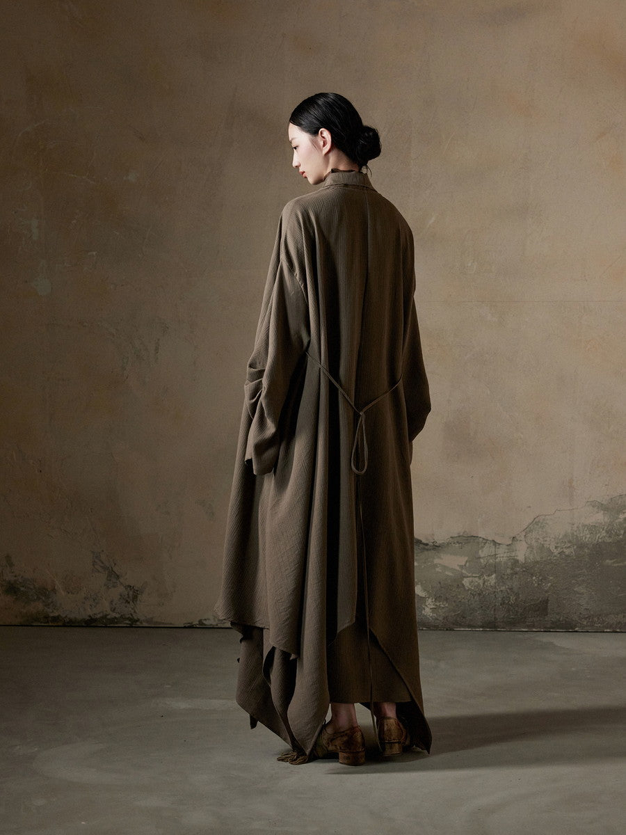 Ovresize Big-Collar Nichi Plain Long-Coat