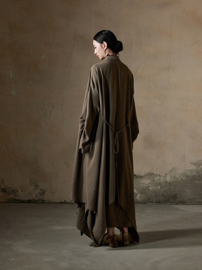 Ovresize Big-Collar Nichi Plain Long-Coat