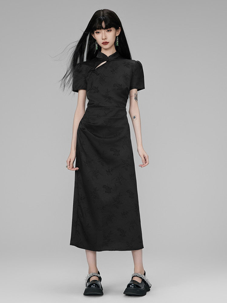 Long Embroidery China Mao-Collar Dress