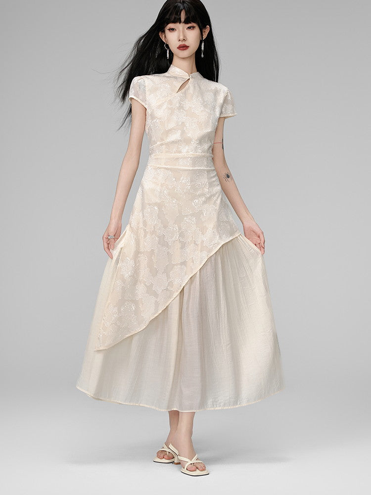 Floare Lace Ciffon Layered Embroidery China Dress