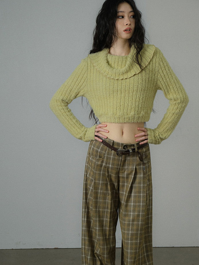 Drape Cropped Fluffily Retro Knit