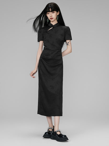 Long Embroidery China Mao-Collar Dress