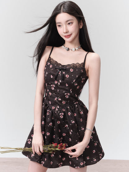 Flower Robbon Camisole Short One-Piece