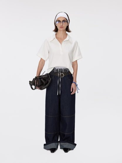 Denim Straight Casual High-Waist Pants