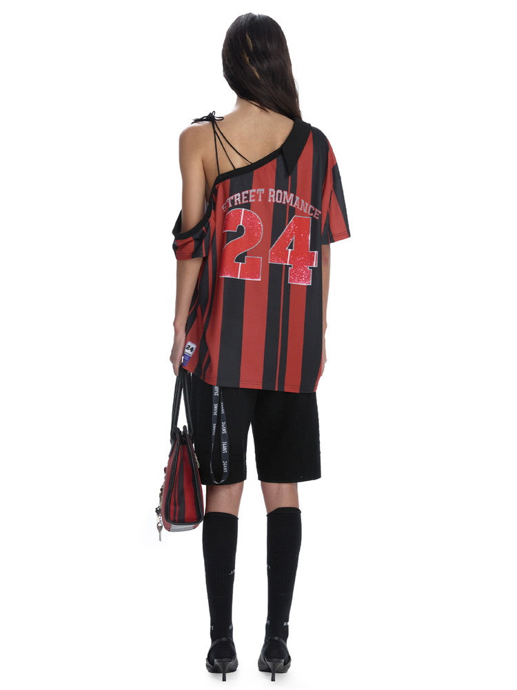 Uniform Soccer One-Shoulder Oversize T-Shirt