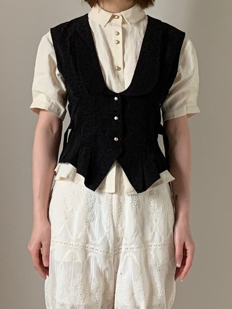 Constricted Flare Nichi Chic Vest&amp;Blouse