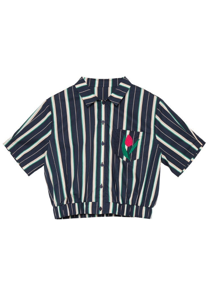 Stripe Casual Summer Tulpen-Shirt Langstreicher