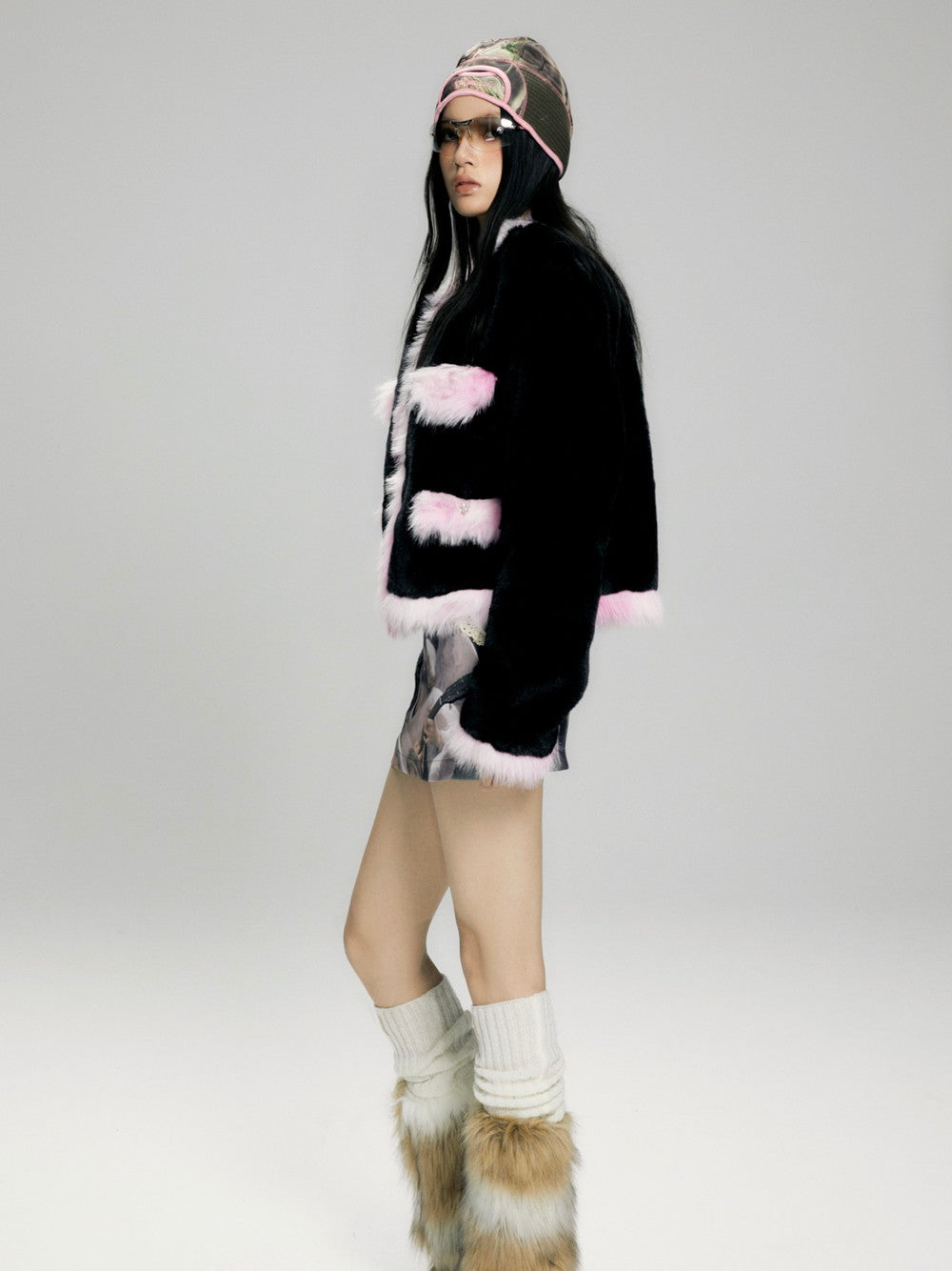 Elegant Chic Monotone Luxury Warm Fur-Jacket