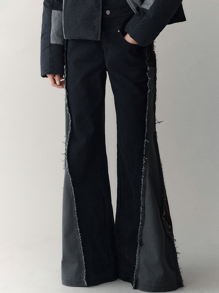 Denim Tassel Casual Patchwork Flare-Pants